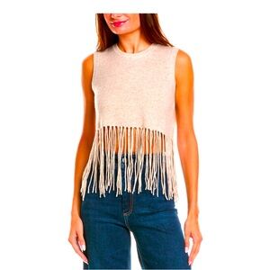 MINNIE ROSE Cropped Cashmere Fringe top